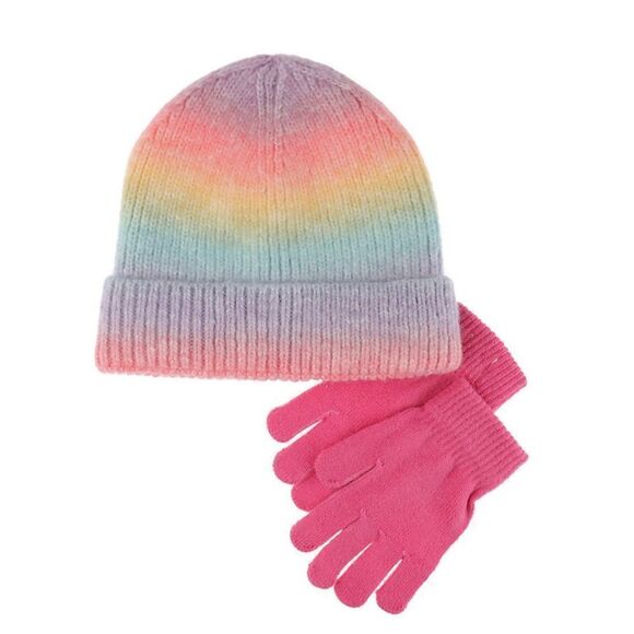Elli by Capelli M/L Ombre Cuffed Beanie & Magic Glove 2- Piece Set - Picture 8 of 11